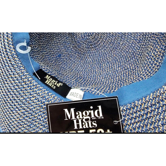 NEW Blue Woven Floppy Summer UPF 50+ Boho Hat by Madrid Hats Easy Pack Easy Wear - Picture 10 of 11